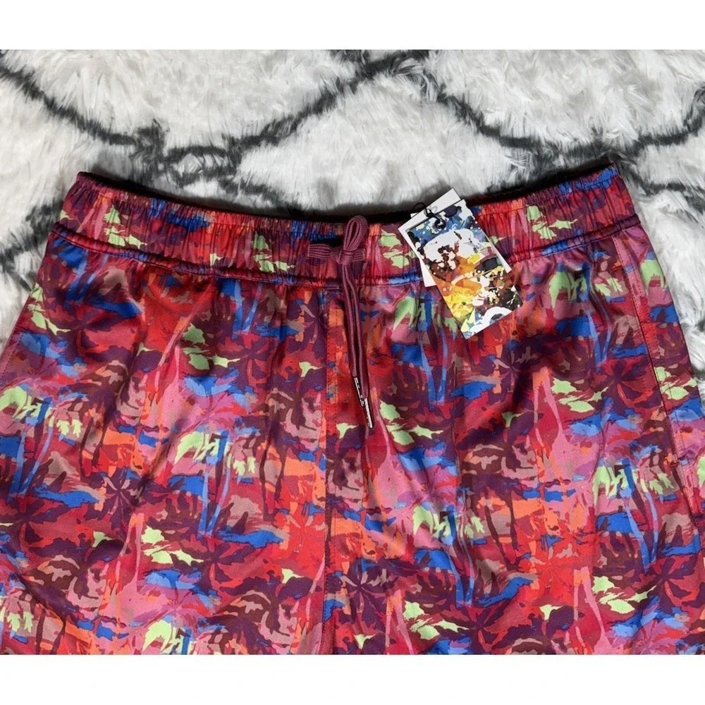 ROBERT GRAHAM Palm Trees Swim Trunks Board Shorts Pink‎ Men's Sz L *NEW* $79